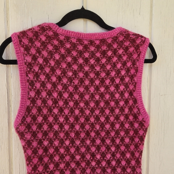 Zara Pink Wool Blend Plaid Knit Mini Dress Size MEDIUM - Picture 4 of 14